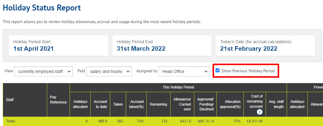 Holiday Allowance and Accrual